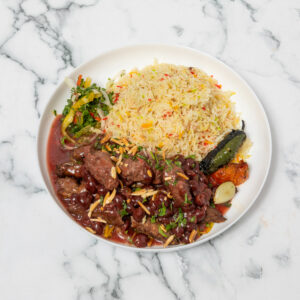 MEAT KEBAB WITH CHERRY SAUCE